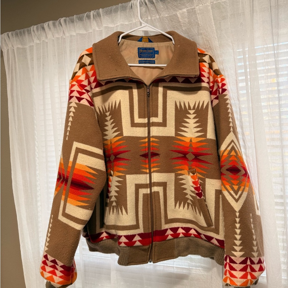 Vtg Pendleton Beaver State Jacket Sz XL Chief Joseph Sherpa Wool US Western